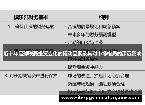 近十年足球联赛投资变化的驱动因素及其对市场格局的深远影响
